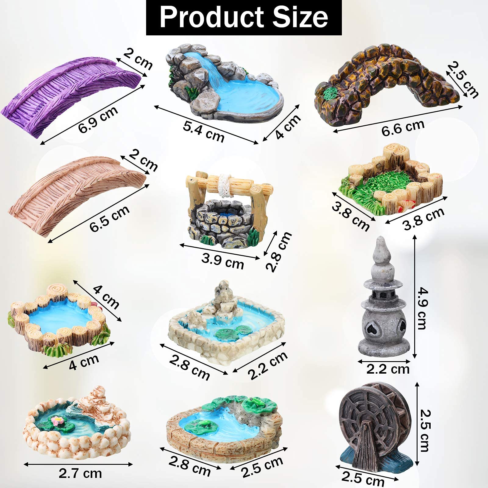 HASTHIP Miniature Garden Bridge Figurines Mini Resin Lighthouse Water Well Fairy Garden Accessories (White, 12 Pieces, Free Size) HASTHIP Miniature Garden Bridge Figurines Mini Resin Lighthouse Water Well Fairy Garden Accessories (White, 12 Pieces, Free Size)